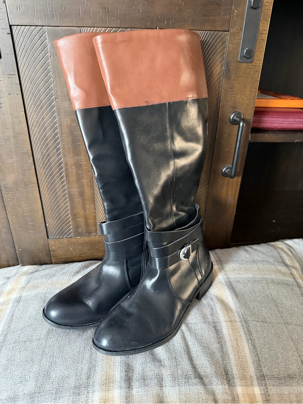 St. John's Bay Black and Brown Over-the-Knee Riding Boots